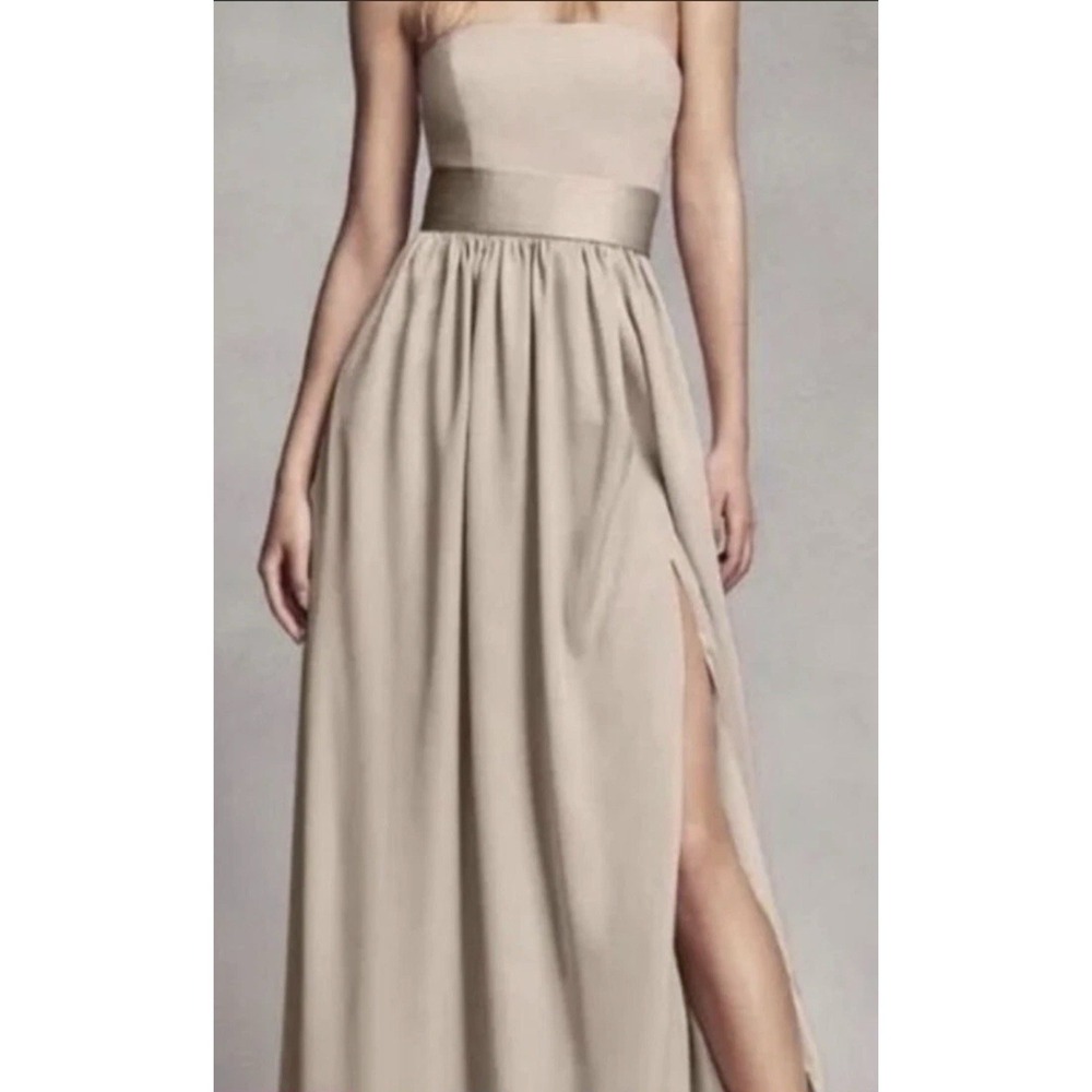 White By Vera Wang Dress Sz 14 Strapless W/Pockets Champagne Gown No Belt